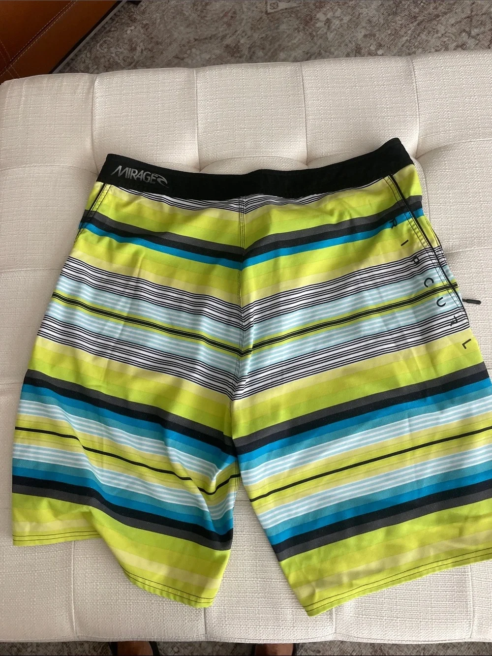 Rip Curl Lime & Blue Striped Board Shorts